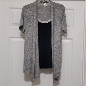 Fig & Blu gray cardigan & black tank top